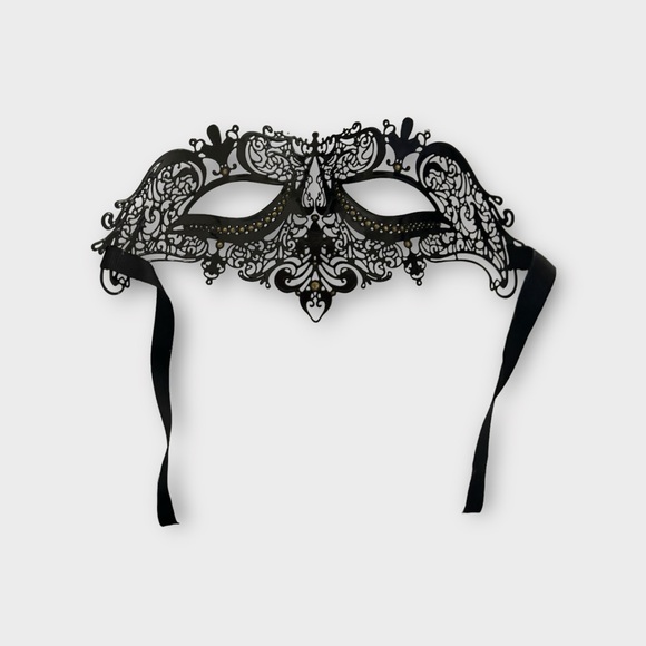 IETANG Black Red Rhinestone Masquerade Mask Ballroom Party Venetian - Picture 2 of 6